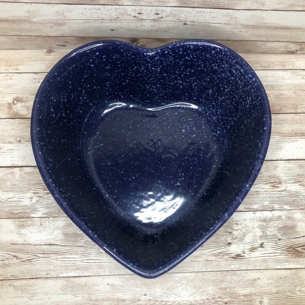 Blue Heart Shaped Bowl 9” x 9” x 4”